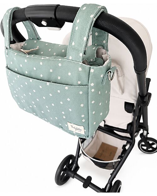 Family Nation Stroller Organizer Bag - Clover - Green - 100% Cotton - Compatible with All Strollers Organize and Bags