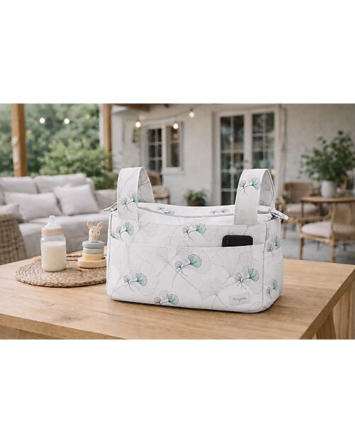 Family Nation Stroller Organizer Bag - Gynko - Ivory - 100% Cotton - Compatible with All Strollers Organize and Bags