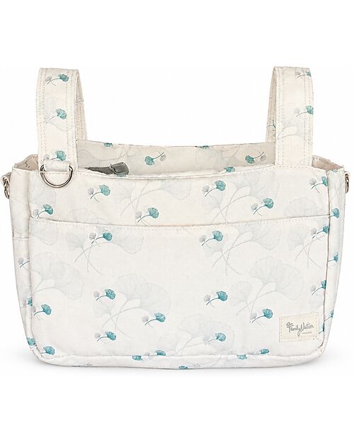 Family Nation Stroller Organizer Bag - Gynko - Ivory - 100% Cotton - Compatible with All Strollers Organize and Bags