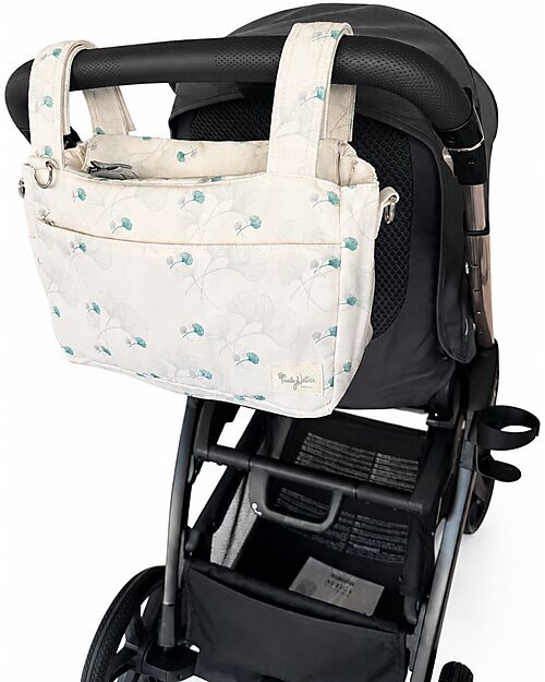 Family Nation Stroller Organizer Bag - Gynko - Ivory - 100% Cotton - Compatible with All Strollers Organize and Bags