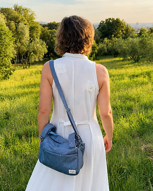 Family Nation Stroller Organizer Bag - Olive - Blue - 100% Cotton - Compatible with All Strollers Organize and Bags