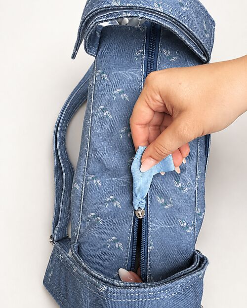 Family Nation Stroller Organizer Bag - Olive - Blue - 100% Cotton - Compatible with All Strollers Organize and Bags