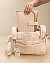 Family Nation Stroller Organizer Bag - Stripes - Beige - 100% Cotton - Compatible with All Strollers Organize and Bags