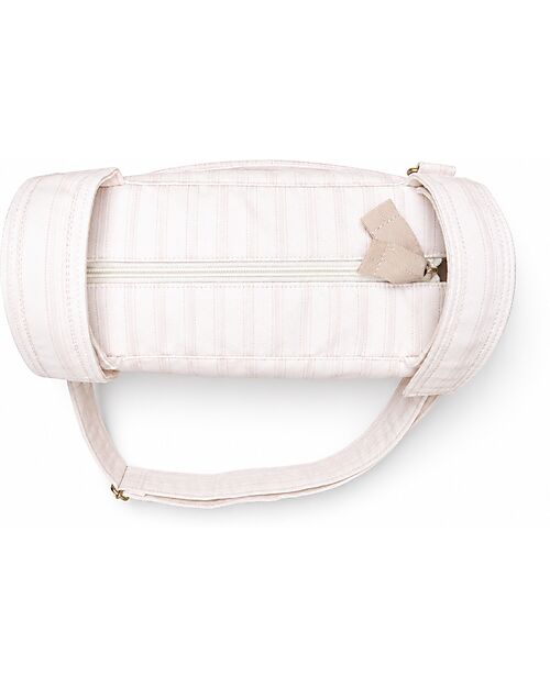 Family Nation Stroller Organizer Bag - Stripes - Beige - 100% Cotton - Compatible with All Strollers Organize and Bags