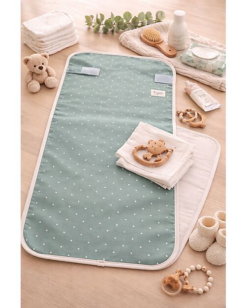 Family Nation Travel Changing Mat - Clover - Green - Waterproof and Foldable Travel Changing Mats
