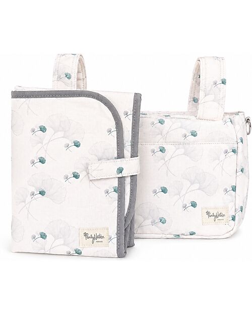 Family Nation Travel Changing Mat - Gynko - Ivory - Waterproof and Foldable Travel Changing Mats