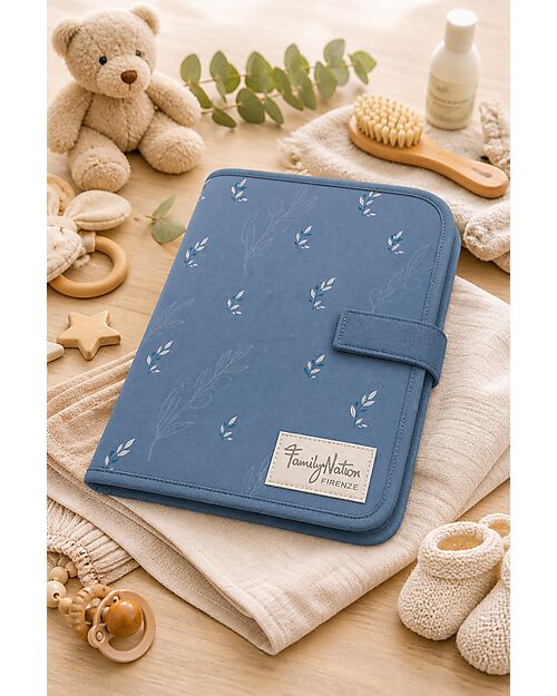 Family Nation Travel Changing Mat - Olive - Blue - Waterproof and Foldable Travel Changing Mats