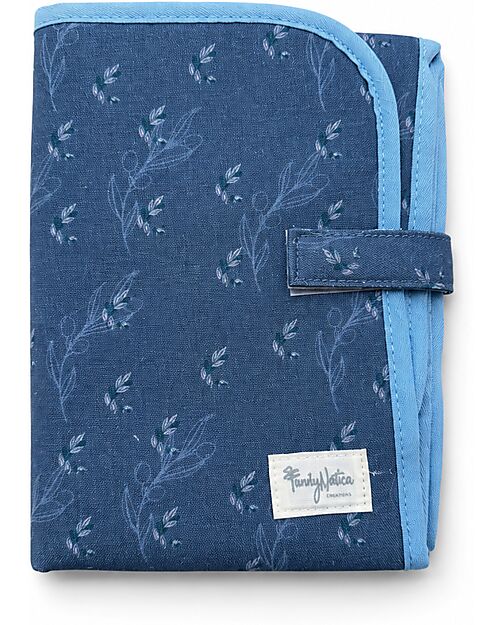 Family Nation Travel Changing Mat - Olive - Blue - Waterproof and Foldable Travel Changing Mats
