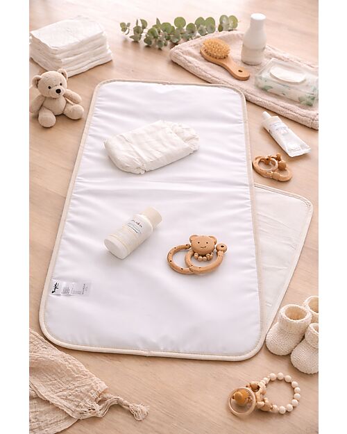 Family Nation Travel Changing Mat - Stripes - Beige - Waterproof and Foldable Travel Changing Mats