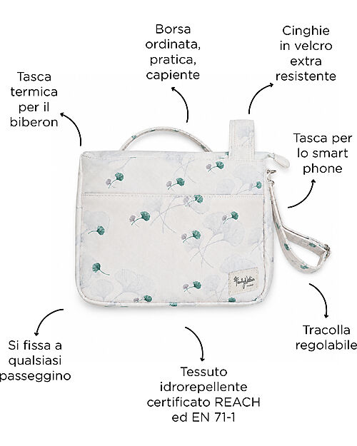 Family Nation Universal Stroller Organizer Bag - Ginko Ivory - Firenze Travel Collection Organize and Bags