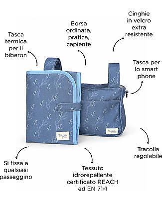 Family Nation Universal Stroller Organizer Bag - Olive Blue - Firenze Travel Collection Organize and Bags