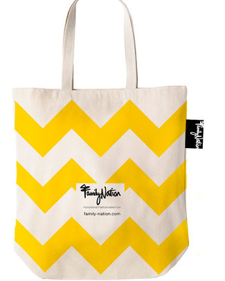 Family Nation Zingy Chevron Tote Bag - Ethically Made & 100% Cotton Tote Bags
