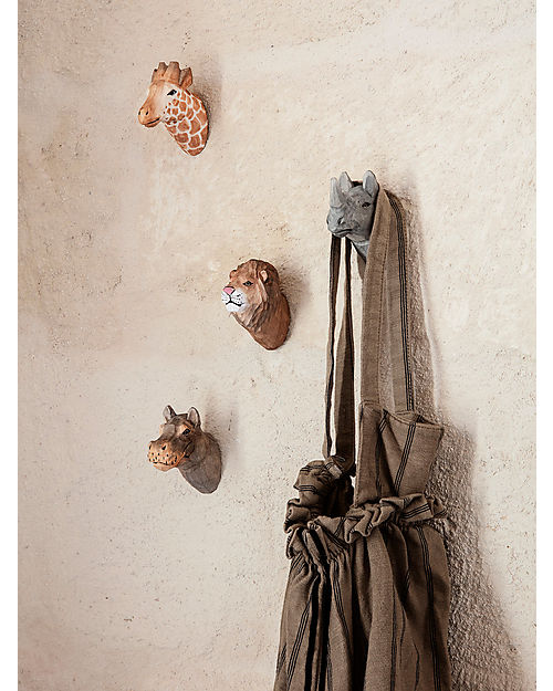 Ferm Living Animal Hook - Rhino - Hand-carved Wood Hangers