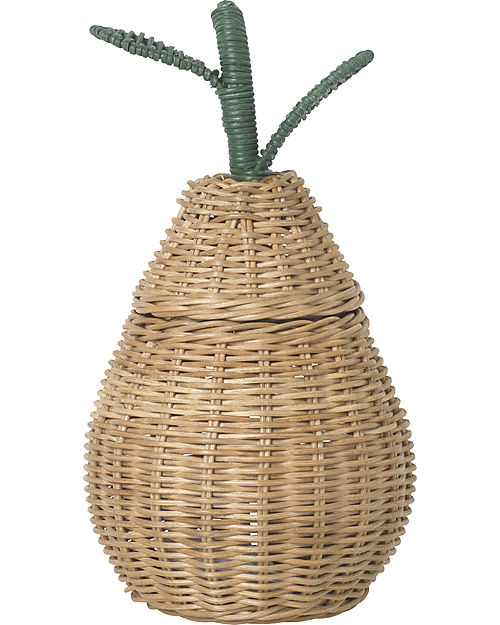 Ferm Living Braided Storage with Lid - Large Pear 59 cm - Rattan Wicker Basket
