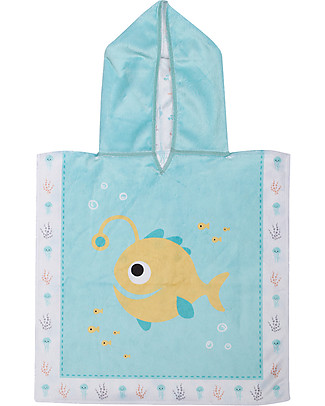 FlapJackKids 2-in-1 Baby Cover Up Fish+JellyFish - 38x38 cm (0-12 months) Towels And Flannels