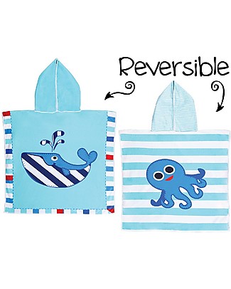 FlapJackKids 2-in-1 Baby Cover Up, Whale+Blue Octopus - 61 x 61 cm Towels And Flannels