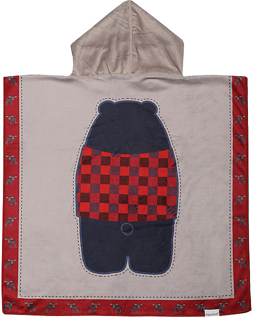 FlapJackKids 2-in-1 Kids Cover Up - Black Bear+Cottage (2-6 years) - 61 x 61 cm Towels And Flannels