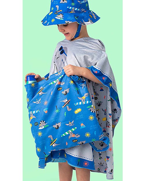 FlapJackKids 2-in-1 Kids Cover Up Dino - 61 x 61 cm (2-6 years) Towels And Flannels