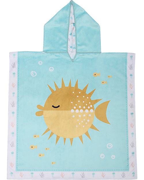 FlapJackKids 2-in-1 Kids Cover Up - Fish+JellyFish (2-6 years) - 61 x 61 cm Towels And Flannels