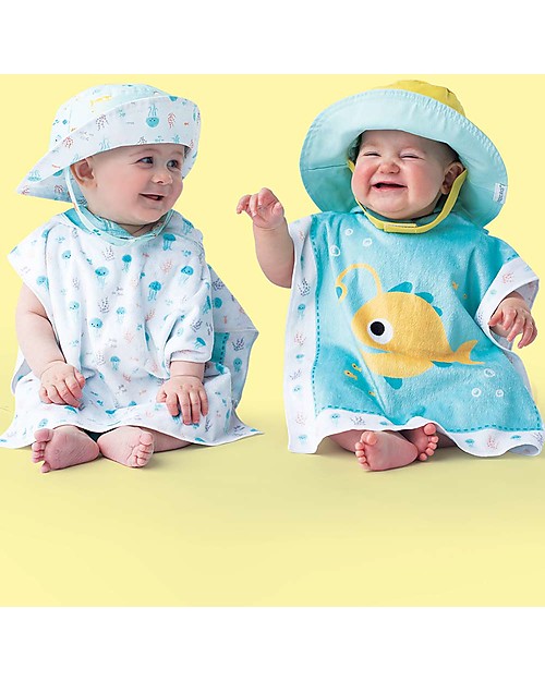 FlapJackKids 2-in-1 Kids Cover Up Fish+JellyFish - 38x38 cm (0-12 months) Towels And Flannels