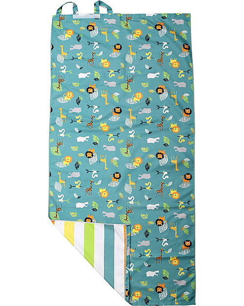 FlapJackKids 2 in 1 Towel Backpack - Grey Zoo Towels And Flannels