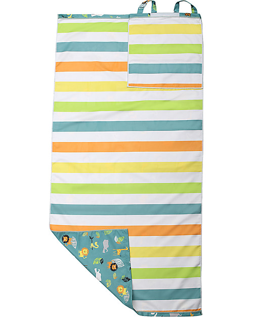 FlapJackKids 2 in 1 Towel Backpack - Grey Zoo Towels And Flannels