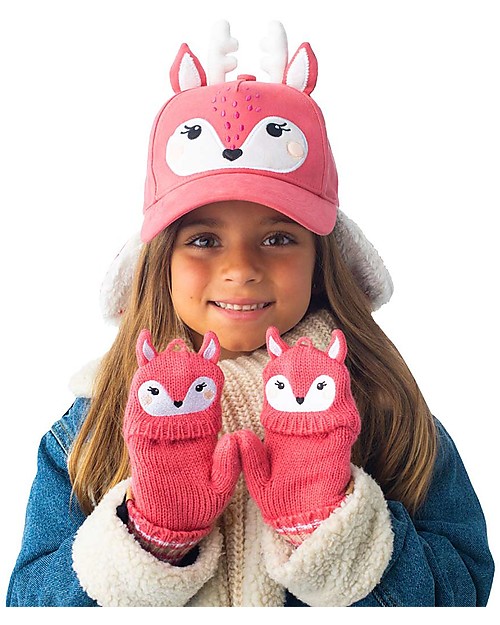 FlapJackKids 3D Cap with Sherpa-Lined Ear Flaps - Deer Winter Hats