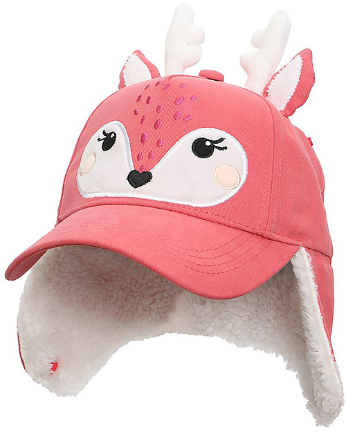 FlapJackKids 3D Cap with Sherpa-Lined Ear Flaps - Deer Winter Hats