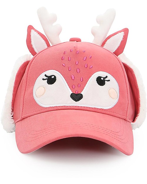 FlapJackKids 3D Cap with Sherpa-Lined Ear Flaps - Deer Winter Hats