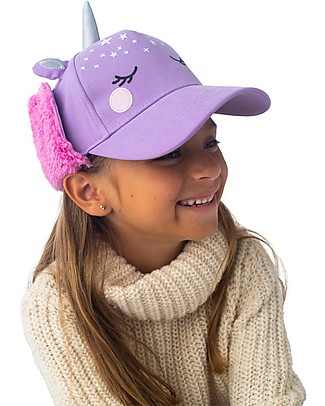 FlapJackKids 3D Cap with Sherpa-Lined Ear Flaps - Unicorn Winter Hats