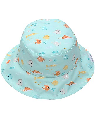 FlapJackKids Baby Reversible Summer Hat Anti-UV UPF 50+ Fish+JellyFish Sunhats