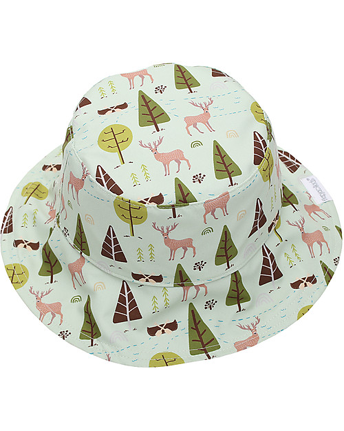 FlapJackKids Baby Reversible Summer Hat Anti-UV UPF 50+ Pattern Moose+Cottage Sunhats