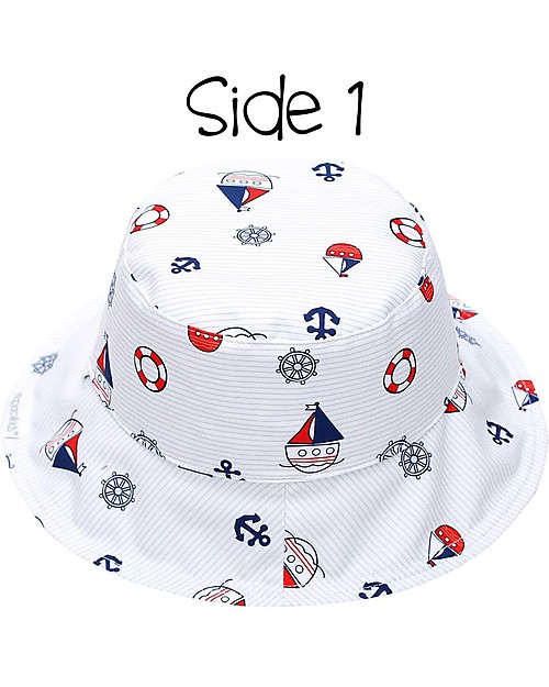 FlapJackKids Baby Reversible Summer Hat Anti-UV UPF 50+ Pattern Nautical Sunhats