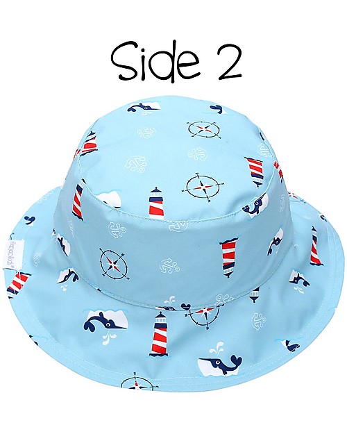 FlapJackKids Baby Reversible Summer Hat Anti-UV UPF 50+ Pattern Nautical Sunhats