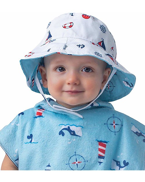 FlapJackKids Baby Reversible Summer Hat Anti-UV UPF 50+ Pattern Nautical Sunhats