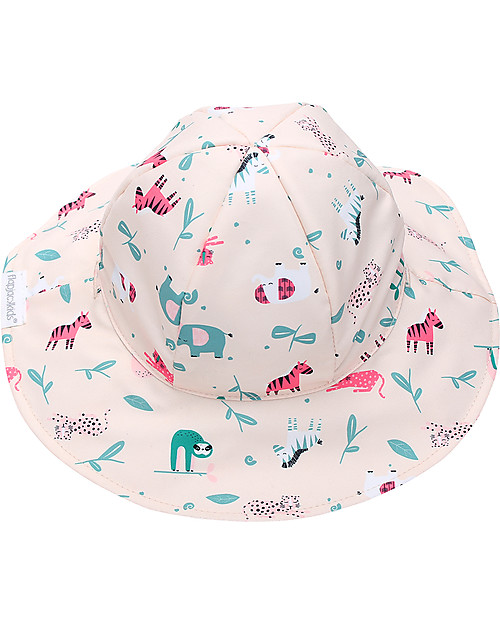 FlapJackKids Baby Reversible Summer Hat Anti-UV UPF 50+ Pink Zoo Sunhats