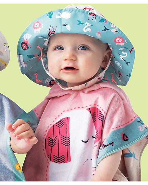 FlapJackKids Baby Reversible Summer Hat Anti-UV UPF 50+ Pink Zoo Sunhats