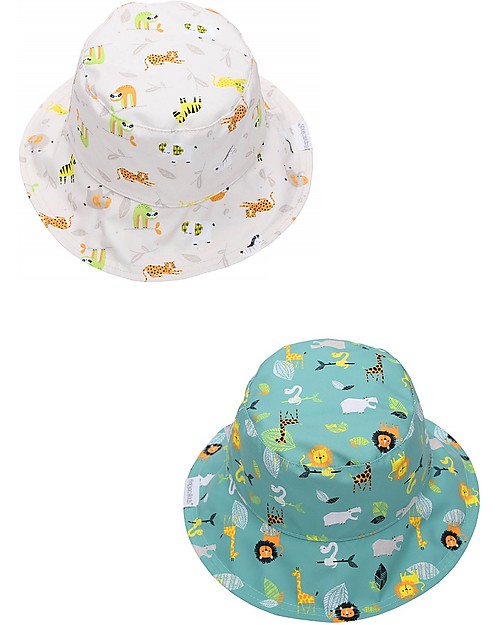 FlapJackKids Baby Reversible Summer Hat Anti-UV UPF 50+ Zoo Sunhats