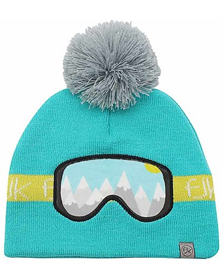 FlapJackKids Knitted Toque - Ski Goggles Turquoise Winter Hats