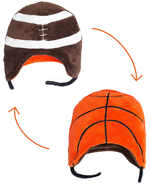 FlapJackKids Reversable Fleece Winter Hat - Basketball/Football - SPF 50+ Winter Hats