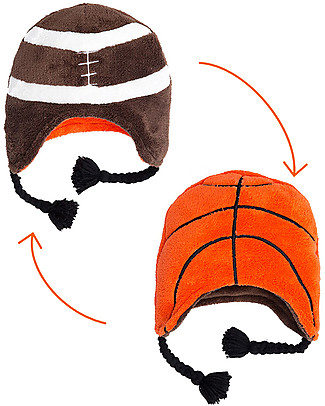 FlapJackKids Reversable Fleece Winter Hat - Basketball/Football - SPF 50+ Winter Hats