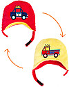 FlapJackKids Reversable Fleece Winter Hat - Fire Truck/Police Car - SPF 50+ Winter Hats