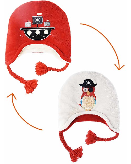 FlapJackKids Reversable Fleece Winter Hat - Pirate/Parrot - SPF 50+ Winter Hats