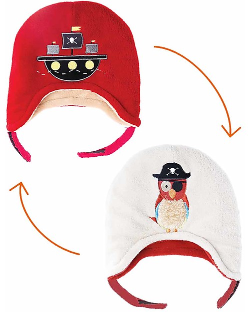 FlapJackKids Reversable Fleece Winter Hat - Pirate/Parrot - SPF 50+ Winter Hats