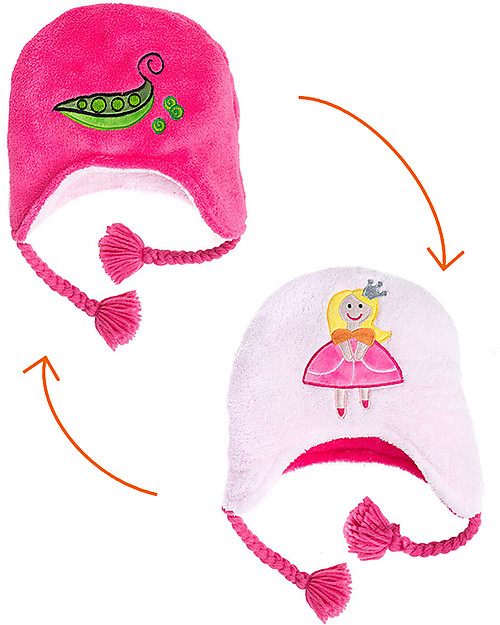 FlapJackKids Reversable Fleece Winter Hat - Princess/Pea - SPF 50+ Winter Hats
