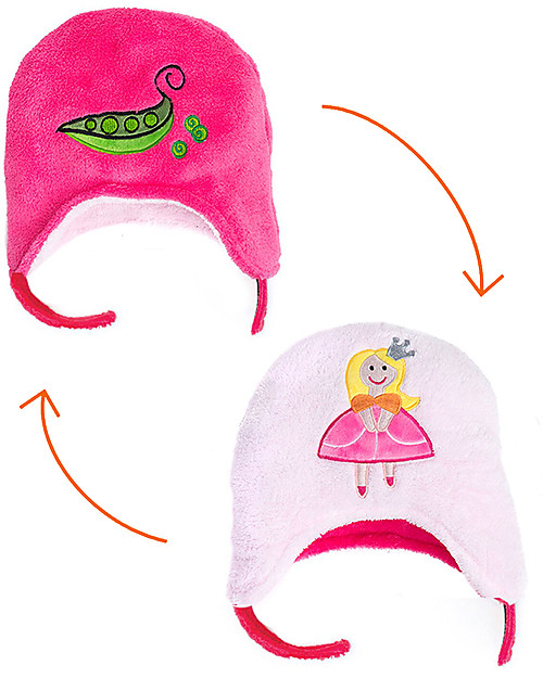 FlapJackKids Reversable Fleece Winter Hat - Princess/Pea - SPF 50+ Winter Hats