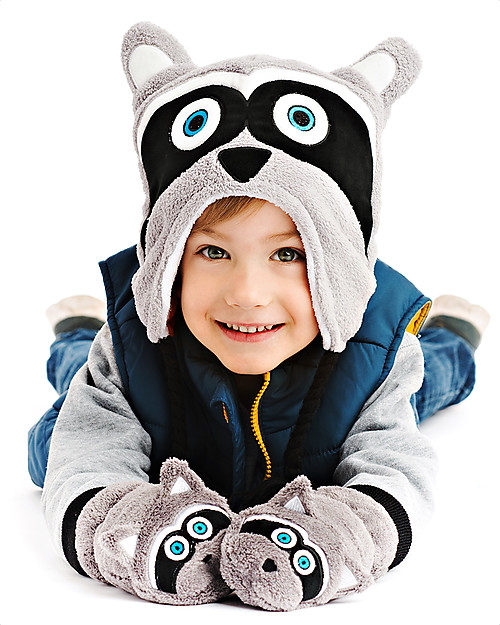 FlapJackKids Reversable Fleece Winter Hat - Raccoon/Fox - SPF 50+ Winter Hats