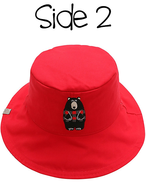 FlapJackKids Reversible Colouring Sun Hat - 100% Cotton - Bear Sunhats