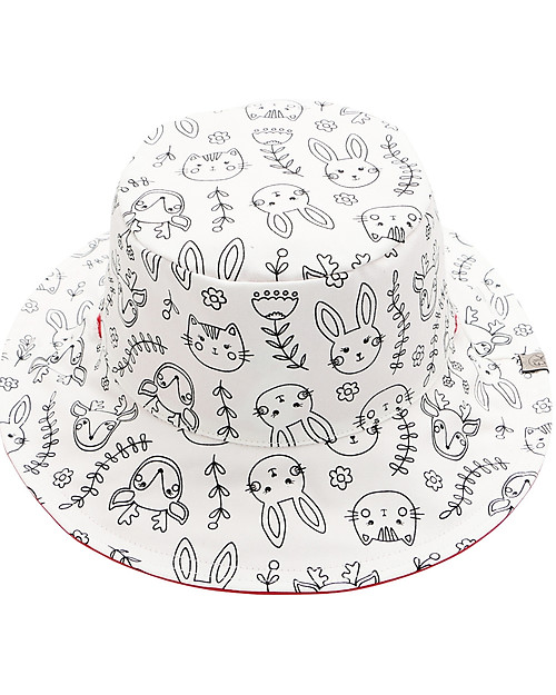 FlapJackKids Reversible Colouring Sun Hat - 100% Cotton - Bunny Sunhats