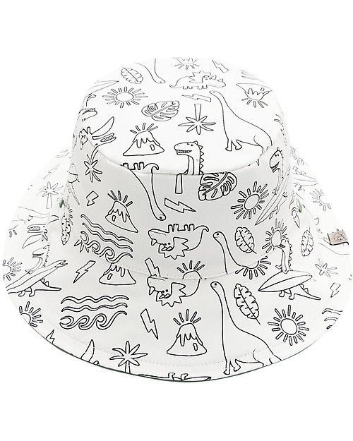 FlapJackKids Reversible Colouring Sun Hat - 100% Cotton - Dino Sunhats